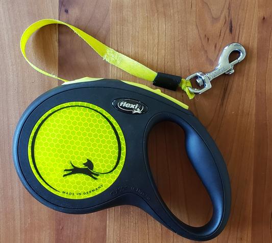 Flexi Neon Tape Retractable & Reflective Dog Leash with Ergonomic