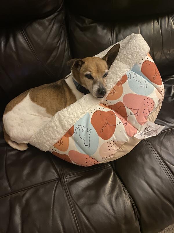 FRISCO Sherpa SelfWarming HighWalled Bolster Small Cat Bed, Calico