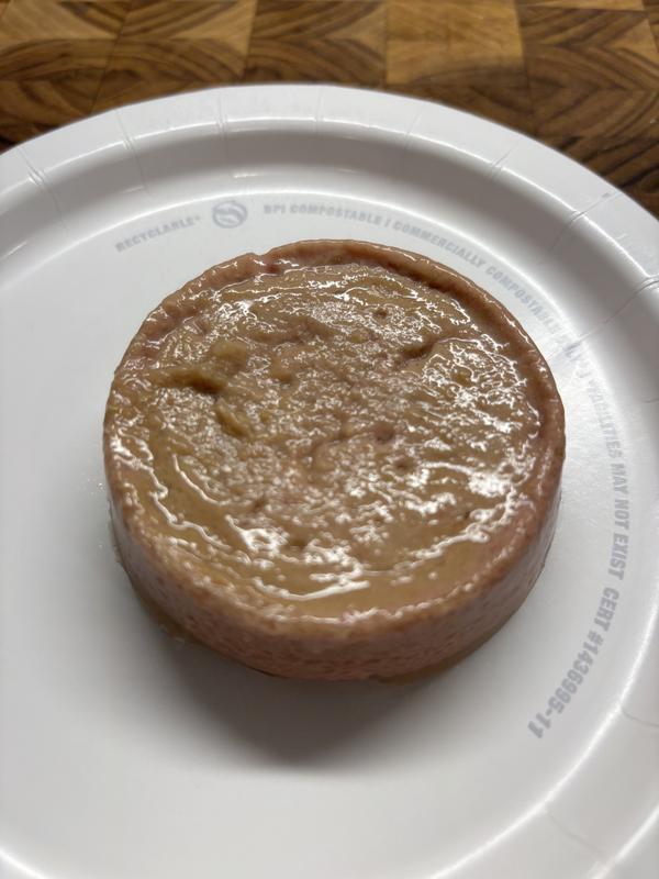 Underside of food flipped out of the can