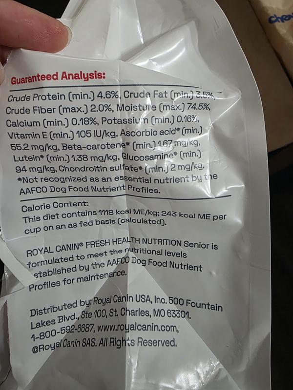 The label even notes that some nutrients are not recognized as essential by AAFCO