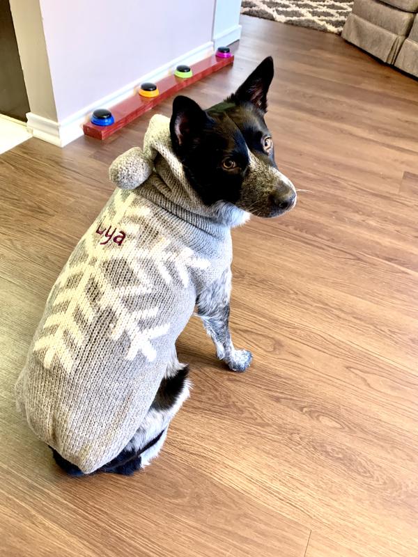 Lya wearing her sweater