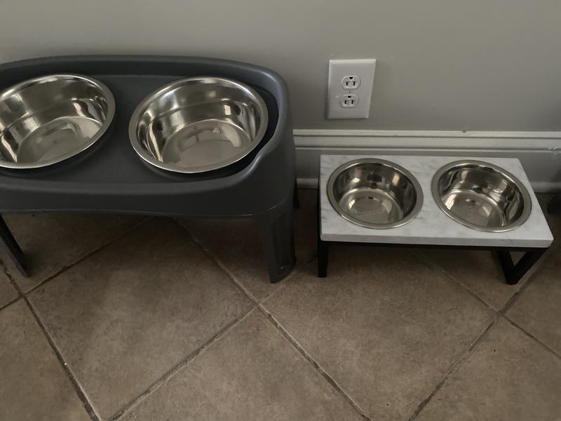 FRISCO Marble Print Stainless Steel Double Elevated Dog Bowl, Black Stand,  Medium: 3 cup 