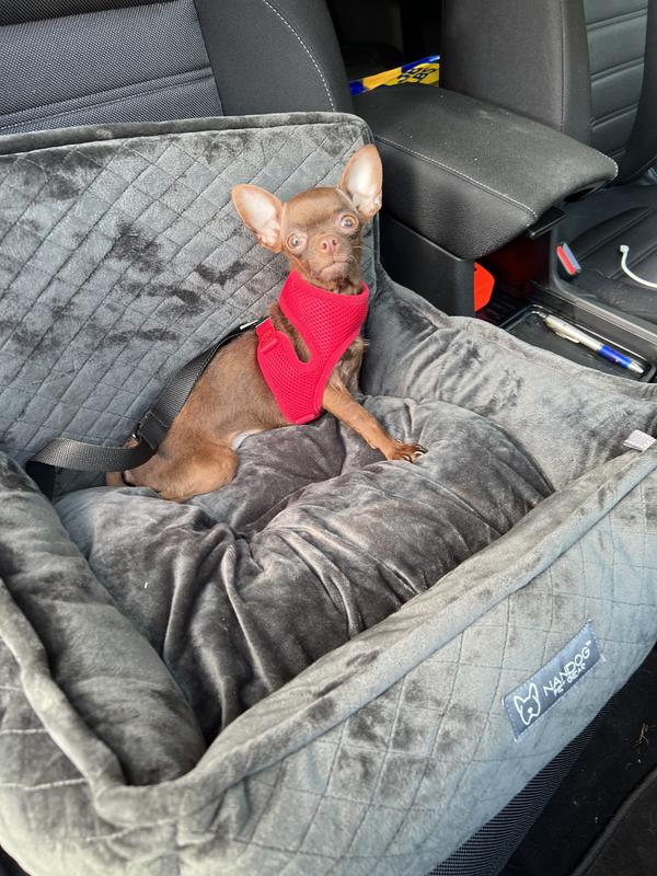 NANDOG Quilted MicroPlush Dog Car Seat Bed, Dark Gray, Medium