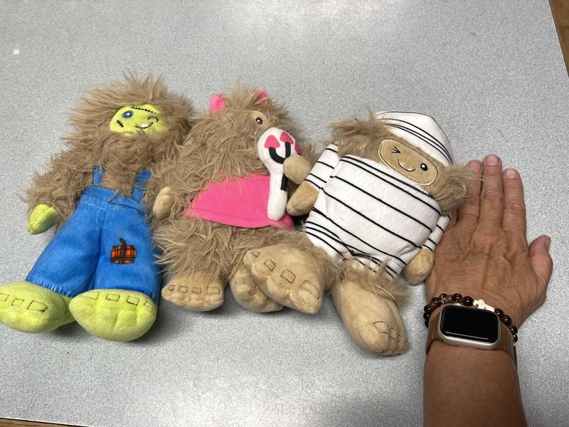 These are bigger than my hand, a good size for medium and large dogs or tiny dogs who like a bigger stuffed animal.  They are not heavy, but are well made.