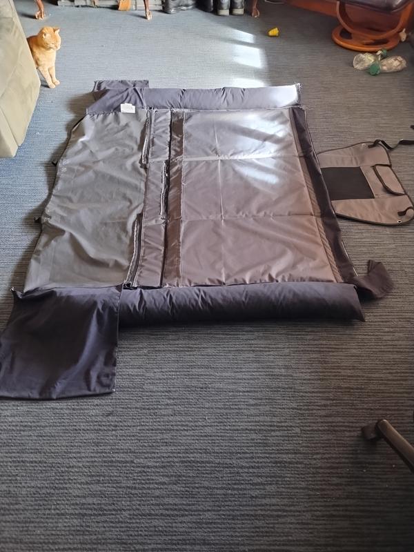 Furhaven Deluxe Multi-Panel Hard Bottom Platform Bridge Rear Seat Protector W/ Travel Bag - Grey, One Size - View #4