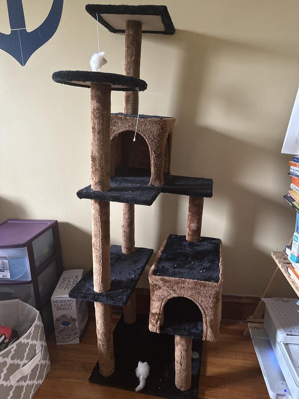 Out of Stock - GO PET CLUB 61-in Faux Fur Cat Tree & Condo, Beige ...