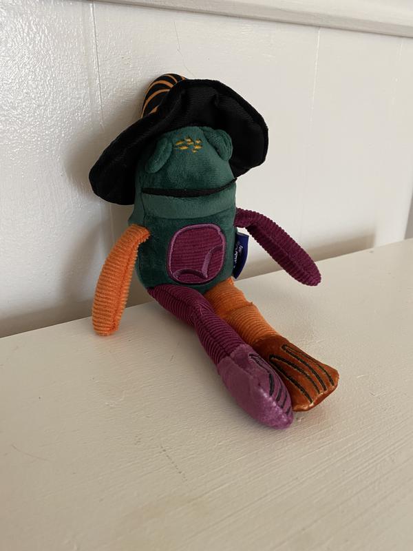 Frisco Halloween Frog in Witch Hat Plush Kicker Cat Toy with Catnip
