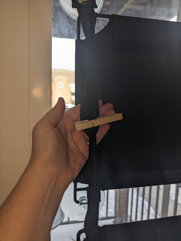 Using a clothespin to keep it closed/folded up
