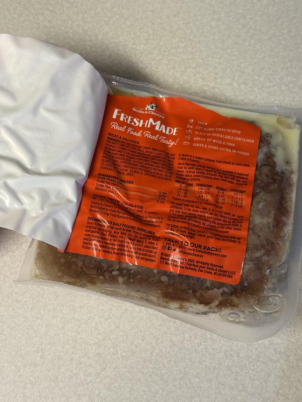 Peel off the front label to find the feeding instructions.