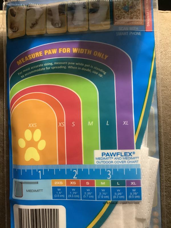 Size chart on package