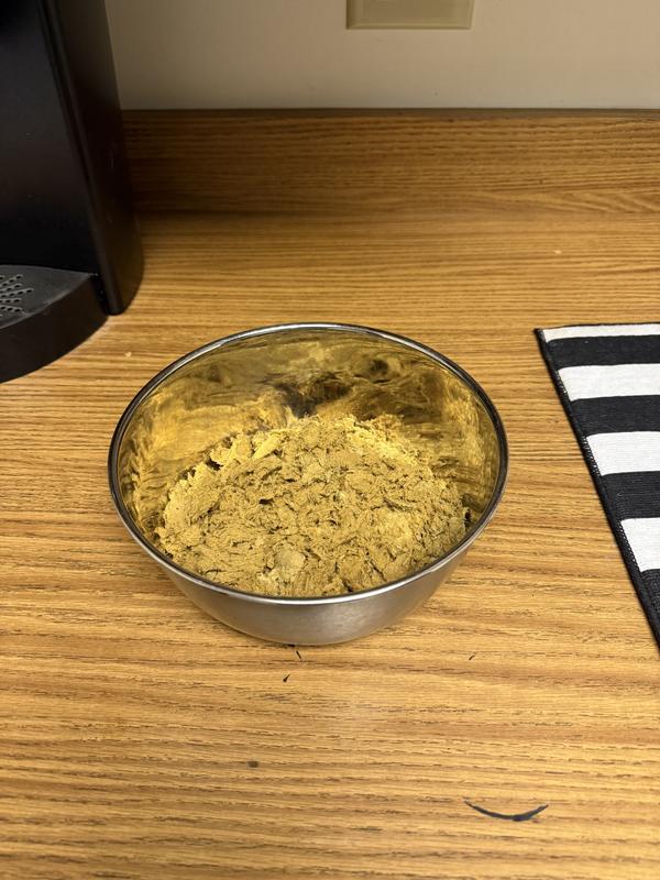 Crumbled up before water was added