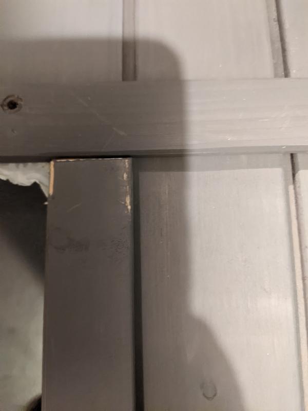 Chipped splintering wood