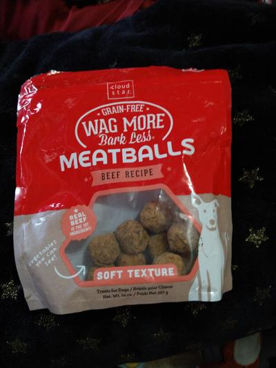 Cloud Star Wag More Bark Less Meatball Bites Italian Beef Recipe Grain-Free Dog Treats, 14-oz bag