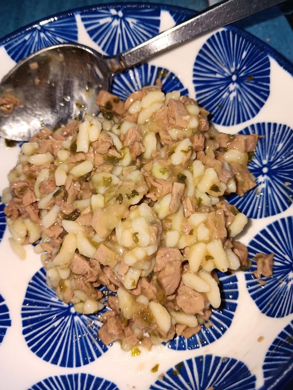 Cat food = Lots of rice with bits of meat