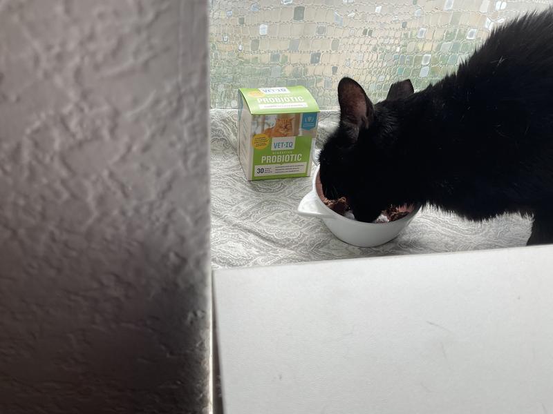 Big girl bite, she really enjoys theses probiotics