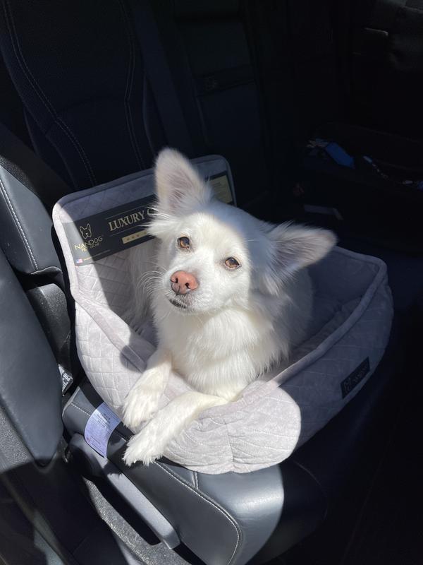 NANDOG Quilted MicroPlush Dog Car Seat Bed, Light Gray, Medium