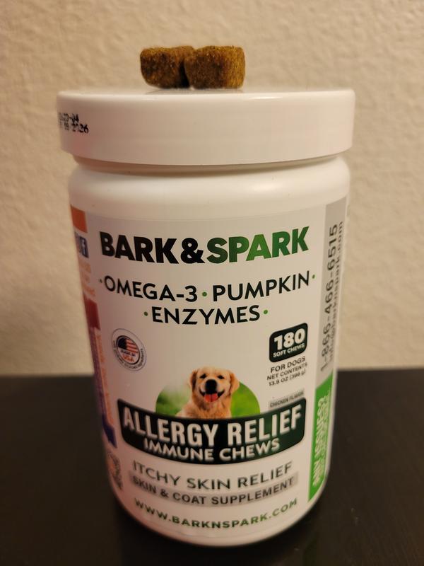 BARK&SPARK Allergy Relief Omega 3 Anti-Itch Chicken Flavor Dog Chew ...