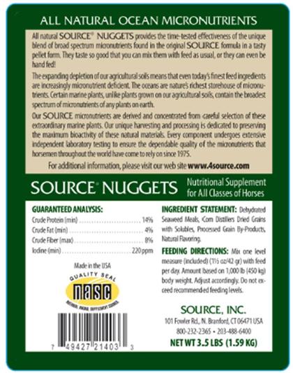 Source Nugget Skin, Coat & Hoof Care Horse Supplement