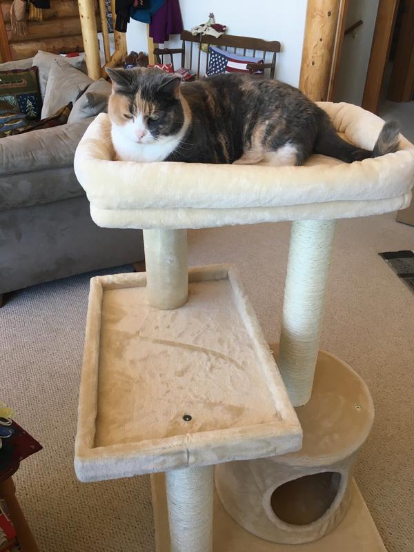 FRISCO 42in Heavy Duty Faux Fur Cat Tree & Condo, Gray