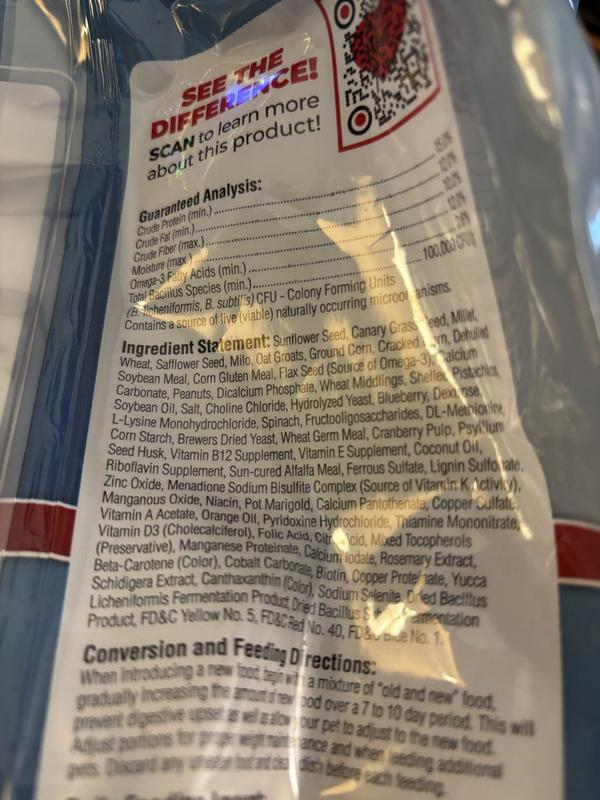 Ingredients label on package