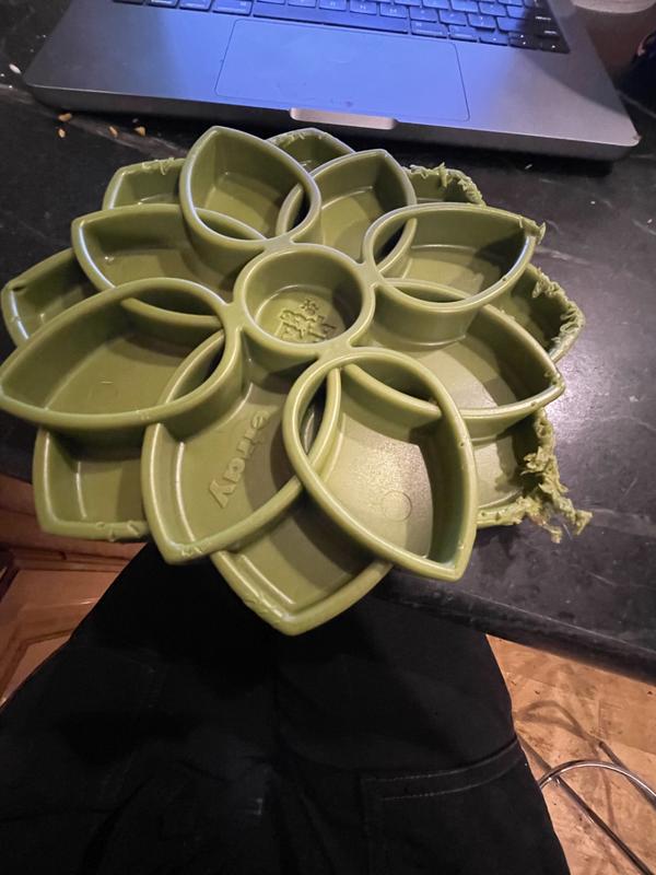 My pup was too ambitious getting food out.