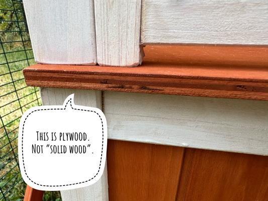This is plywood, a much cheaper alternative to the solid wood advertised.
