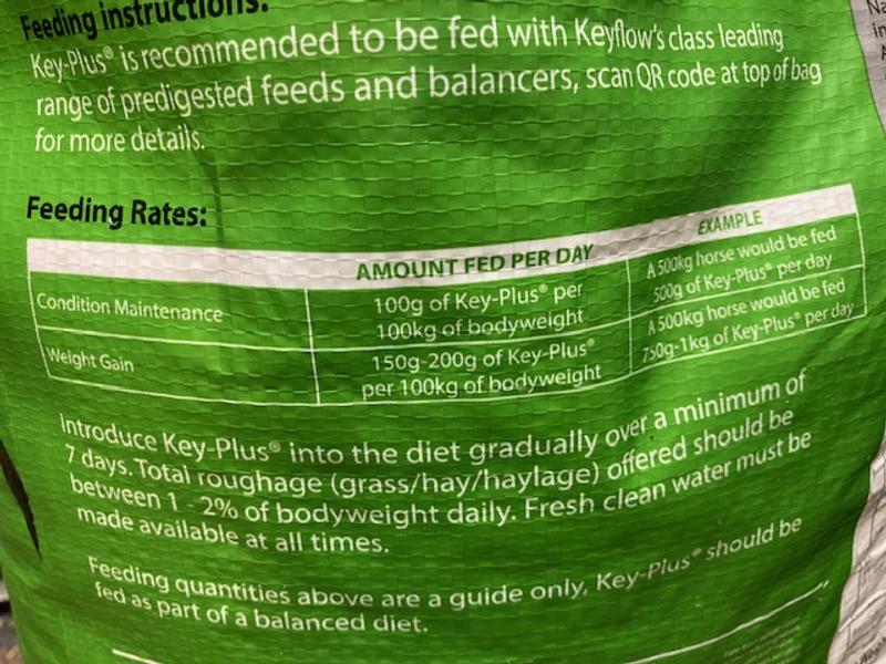 Pic 1-Ingredients.  Pic 2 Nicely formed, solid pellets. Not dusty.  Pic 3&4 My two shiny horses. Pic 5 of open bag.  No easy open zip cord.  Pic 6 Feeding Instructions using metric system.