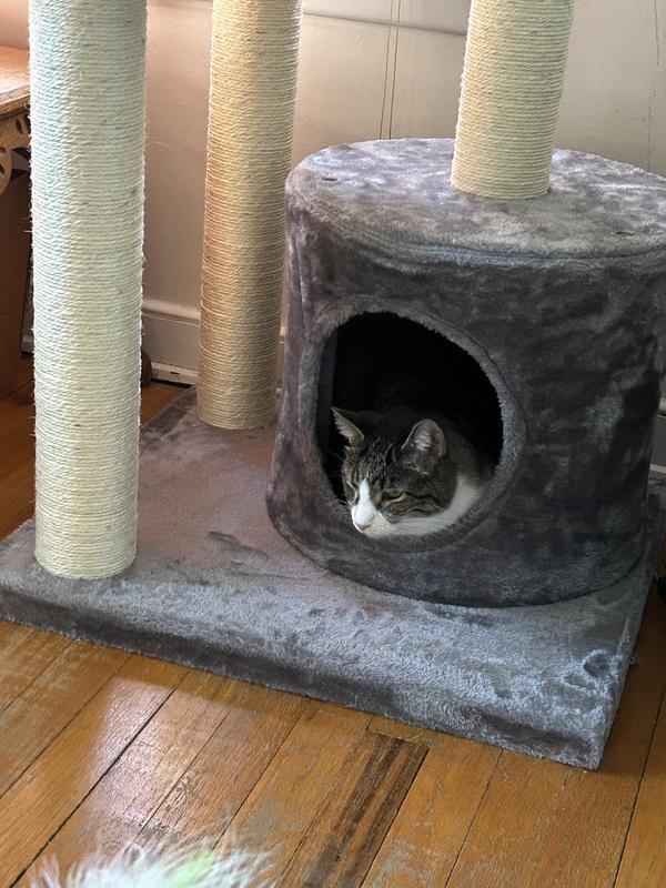 FRISCO 42in Heavy Duty Faux Fur Cat Tree & Condo, Gray