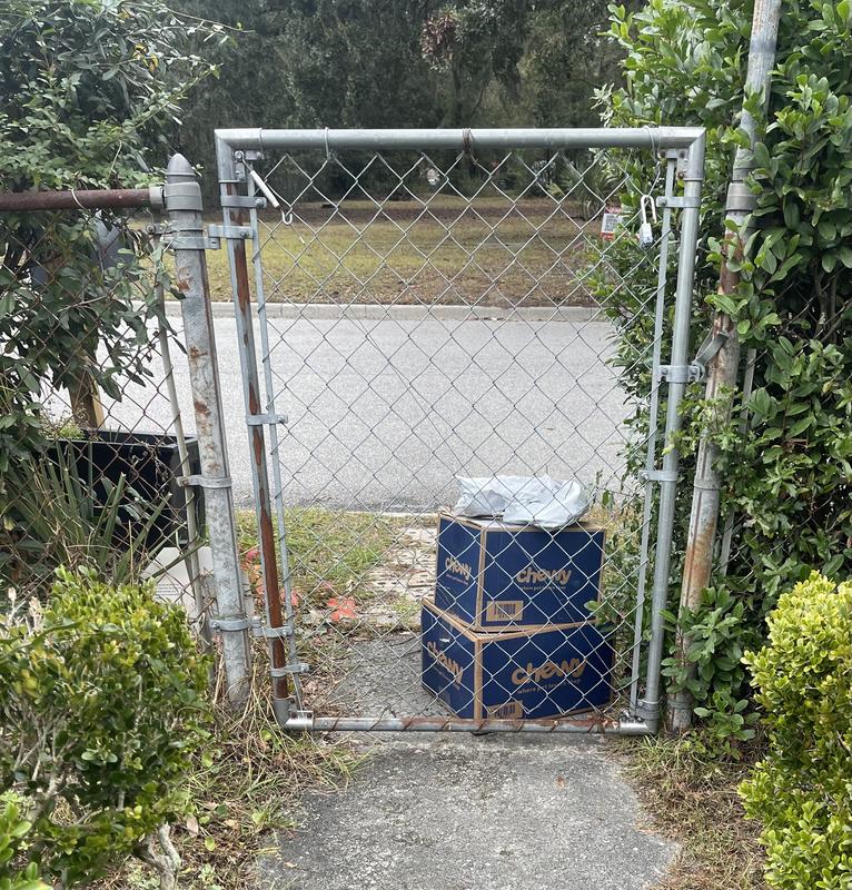 This is how it was left at my front gate. The picture they took barely shows the gate only shows the blurred picture of packages so y’all were scammed by your delivery person this is what it really look like.