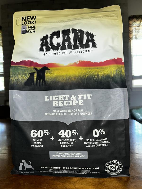 Acana light & fit dog clearance food