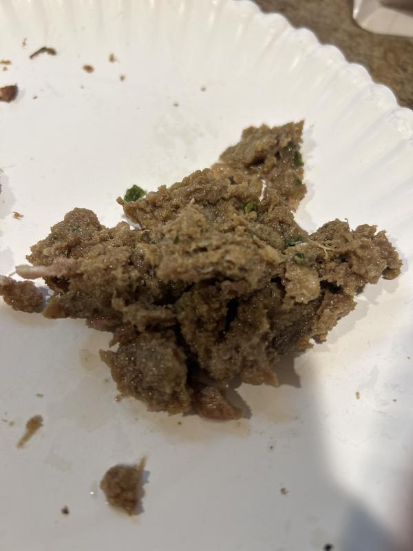 Food dehydrated and then rehydrated