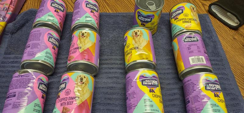 11 of 12 cans also sporting major dents