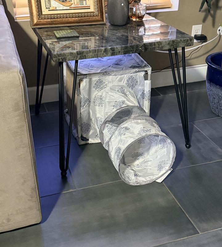 We keep it under our side table in our TV room