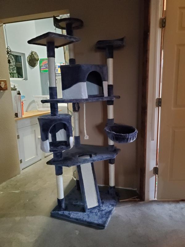 YAHEETECH 79-in Plush Cat Tree & Condo, Dark Gray - Chewy.com