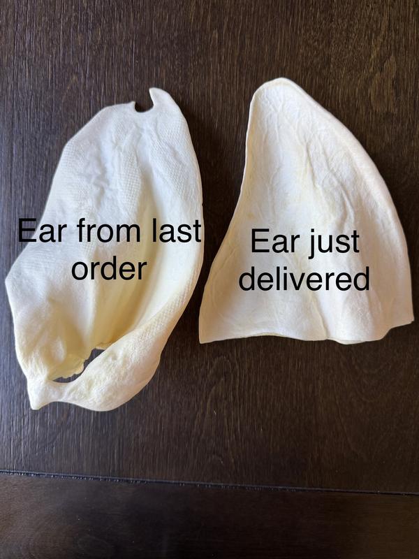 Full Ear from my last order, and the new ear delivered as a comparison