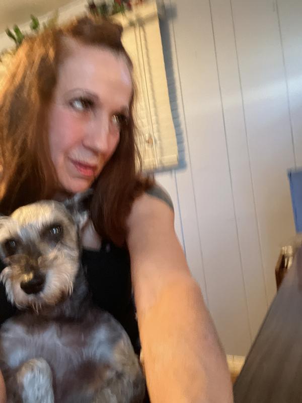 This is  Carolann  Ferguson  and my miniature schnauzer she’s 9 1/2 years old