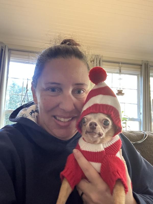 His name is Waldo and this is his sweater!! We love him!