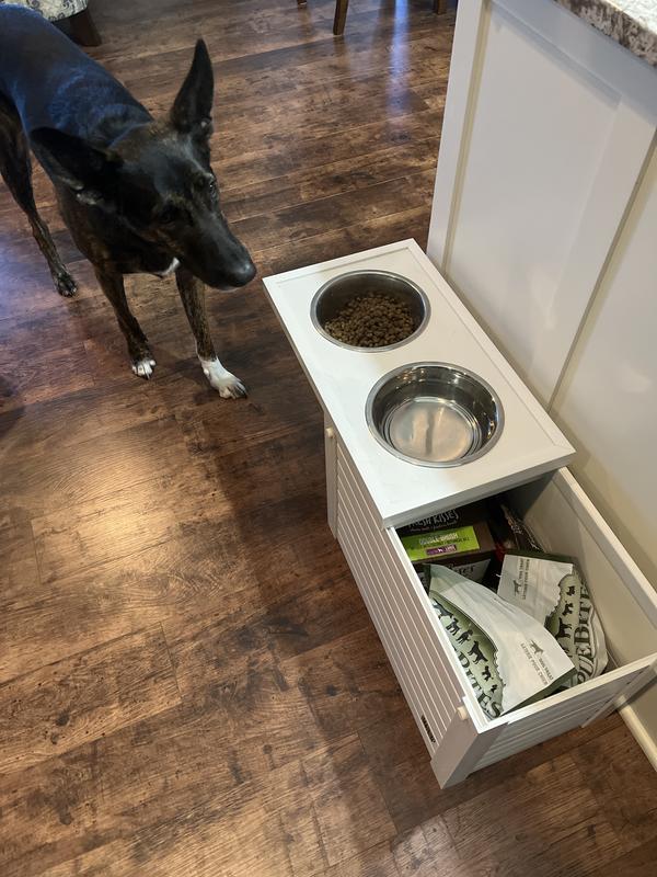 NEW AGE PET ECOFLEX Piedmont Double Diner Elevated Dog Bowls & Storage, Russet, 4cup