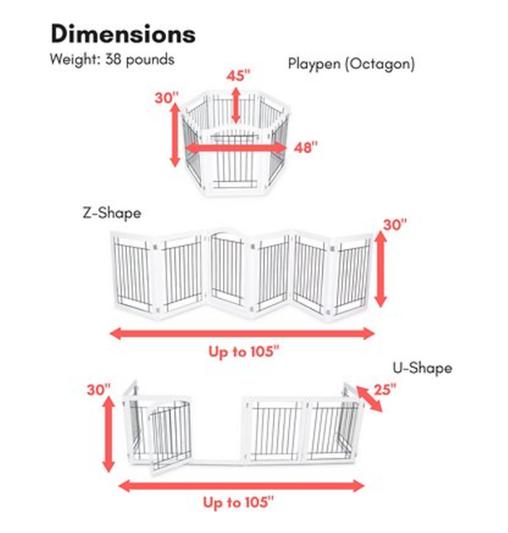 Internet's Best 6 Panel Indoor Dog Gate & Door, 30-in