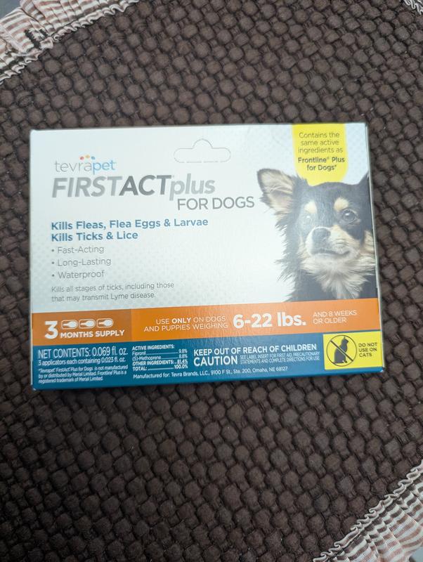 TEVRAPET FirstAct Plus Flea & Tick Treatment for Dogs, 6 - 22lbs, 6 ...