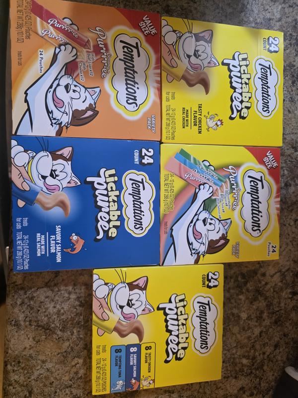 TEMPTATIONS Creamy Puree Variety Pack Lickable Cat Treats, 0.42-oz ...