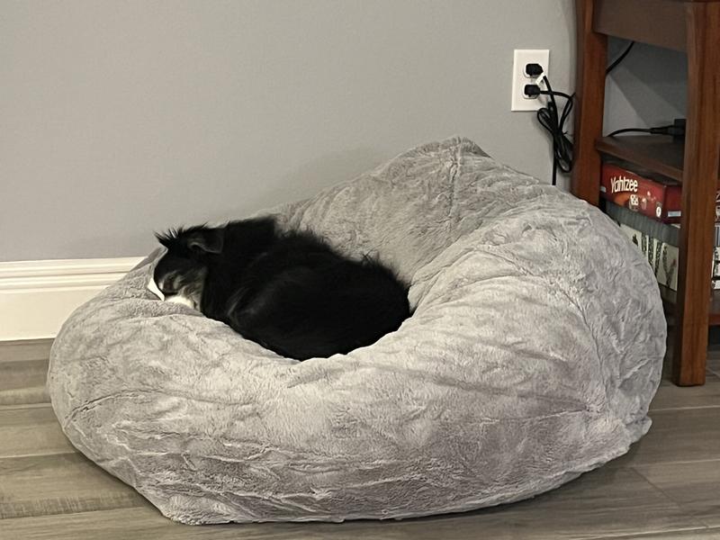 FURHAVEN Plush Ball Pillow Dog Bed with Removable Cover, Gray Mist