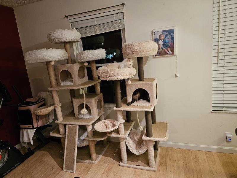 CATRY interactive 7-Level Cat Tree with Condo, Scratching Posts, & Toys ...