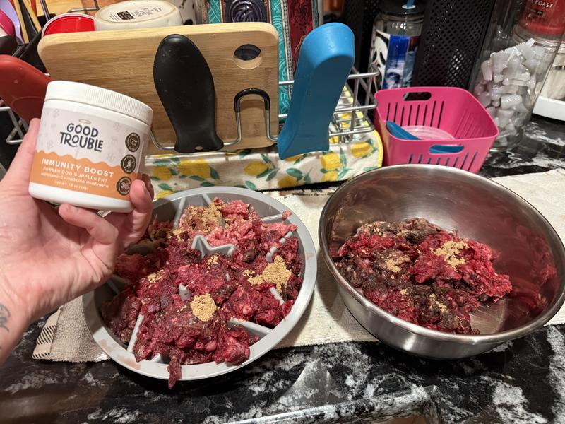 When I mixed it in like meatloaf