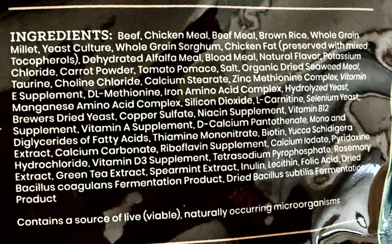 Ingredients label