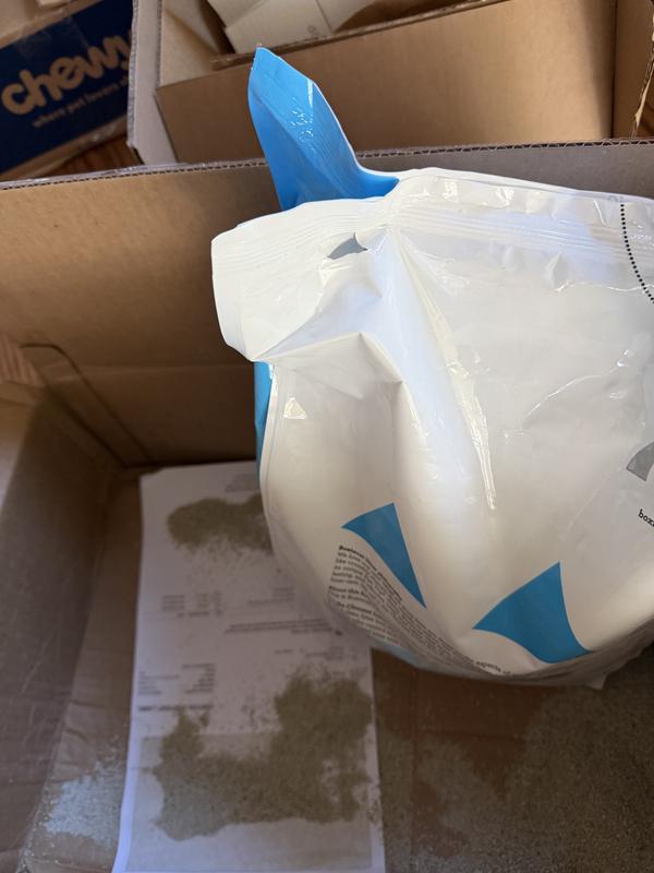 You can see the hole in the bag.