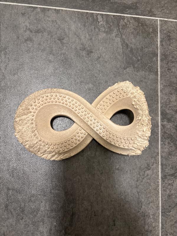 The more he chewed, the bigger the pieces were that broke off.