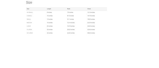 Sizing Chart