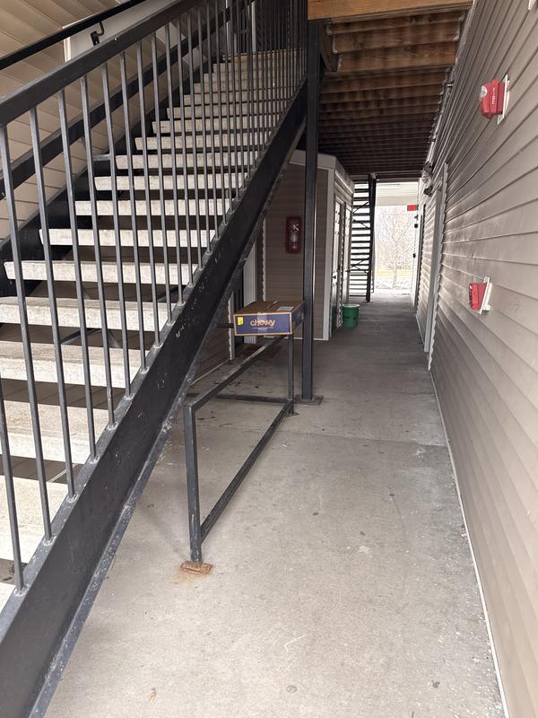 Box at the bottom of the stairs