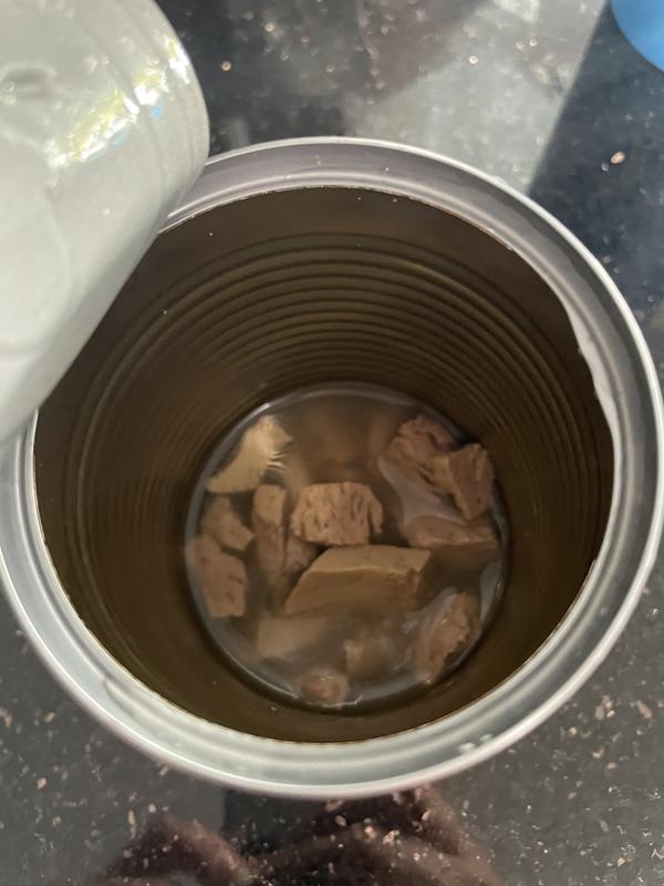 Canned food after pouring out liquid